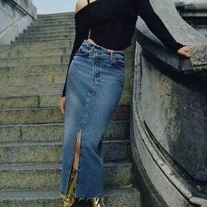 Reformation Nila Long Denim Skirt size 26